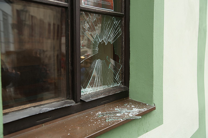 A2B Glass are able to board up broken windows while they are being repaired in Great Linford.